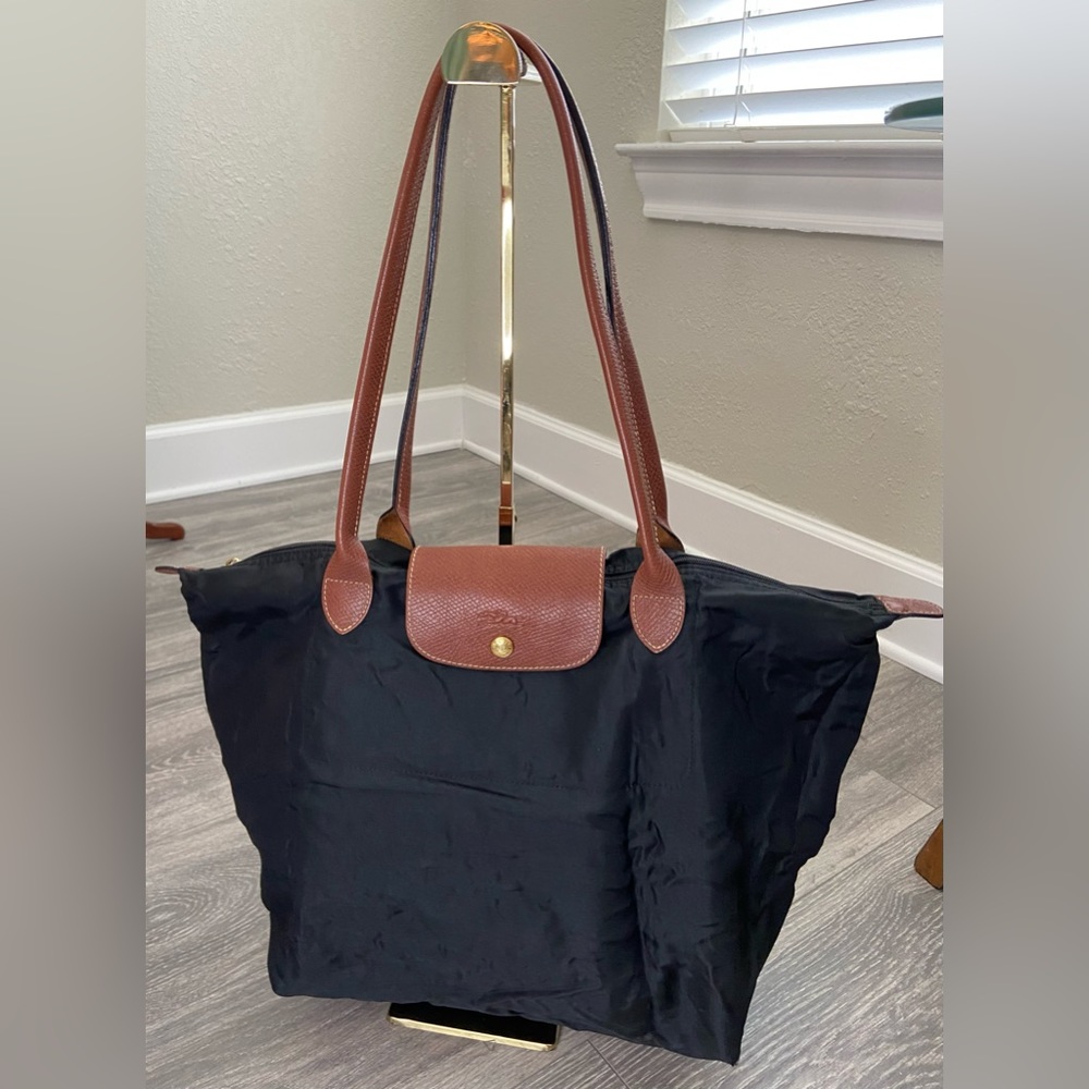Longchamp Black and Brown Tote Bag